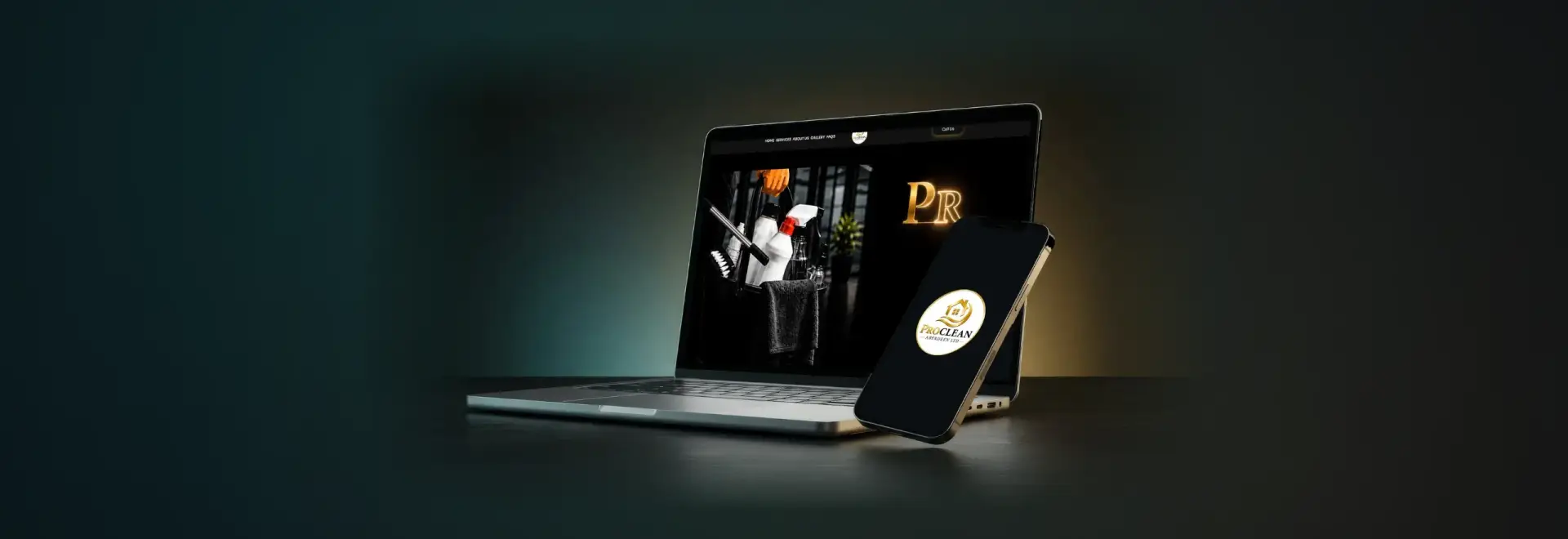 ProClean Aberdeen website shown on a laptop and phone, built by AHS