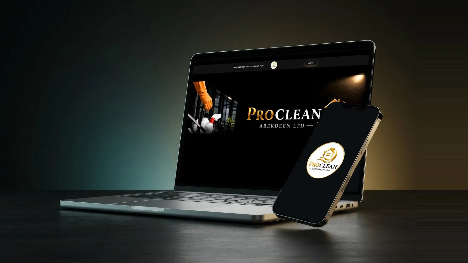 ProClean Aberdeen website shown on laptop and mobile, built by AHS